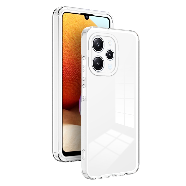 Husa p/u Xiaomi Redmi 12 3 in 1 Clear TPU Color PC Frame Phone Case ( White)